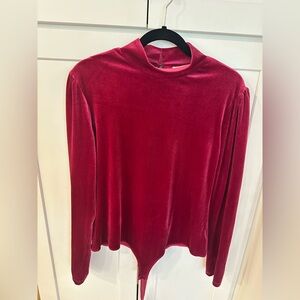 Elodie Velvet Mock Neck Bodysuit – Pink – XL